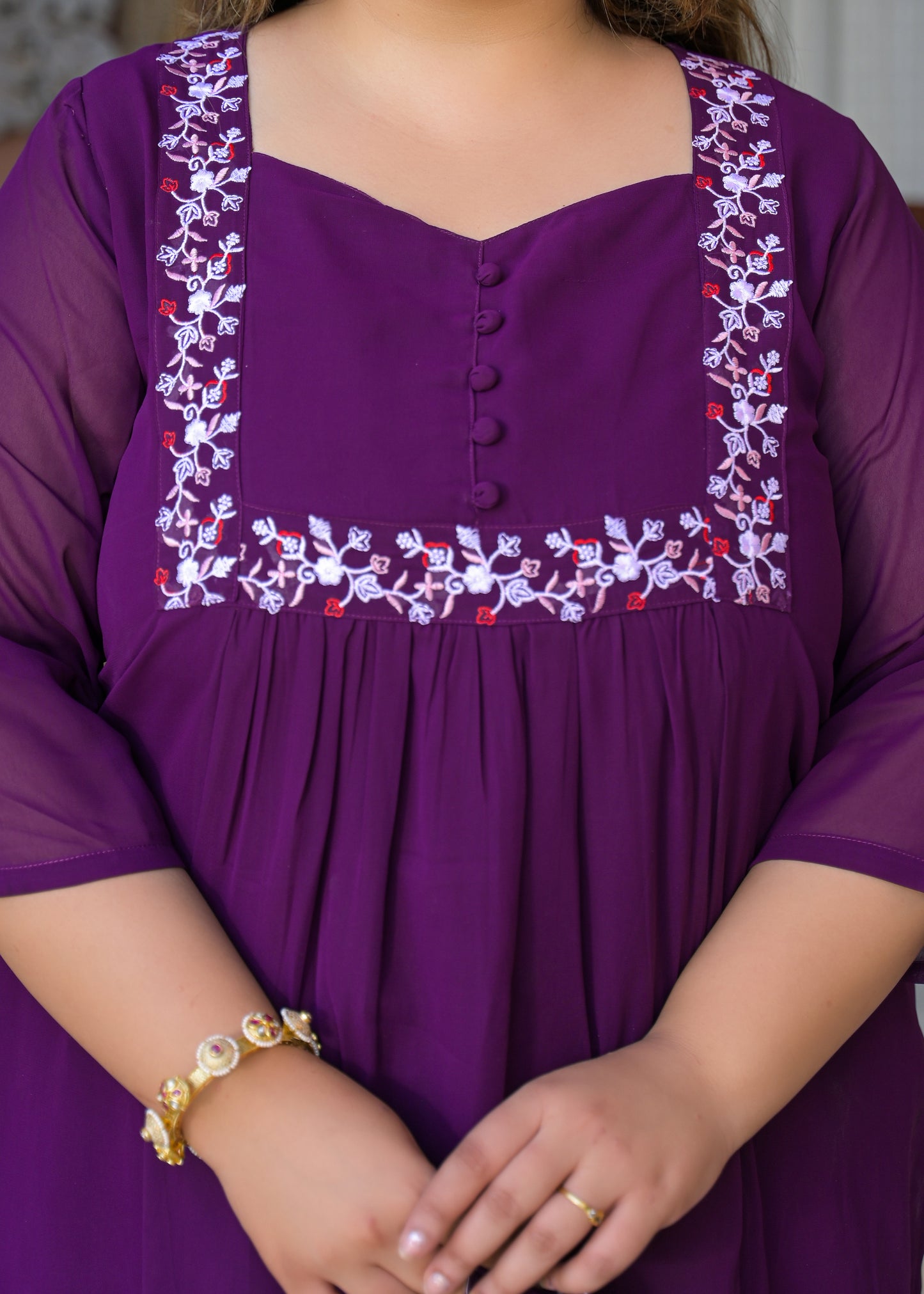 Purple Georgette Kurta Dupatta Set