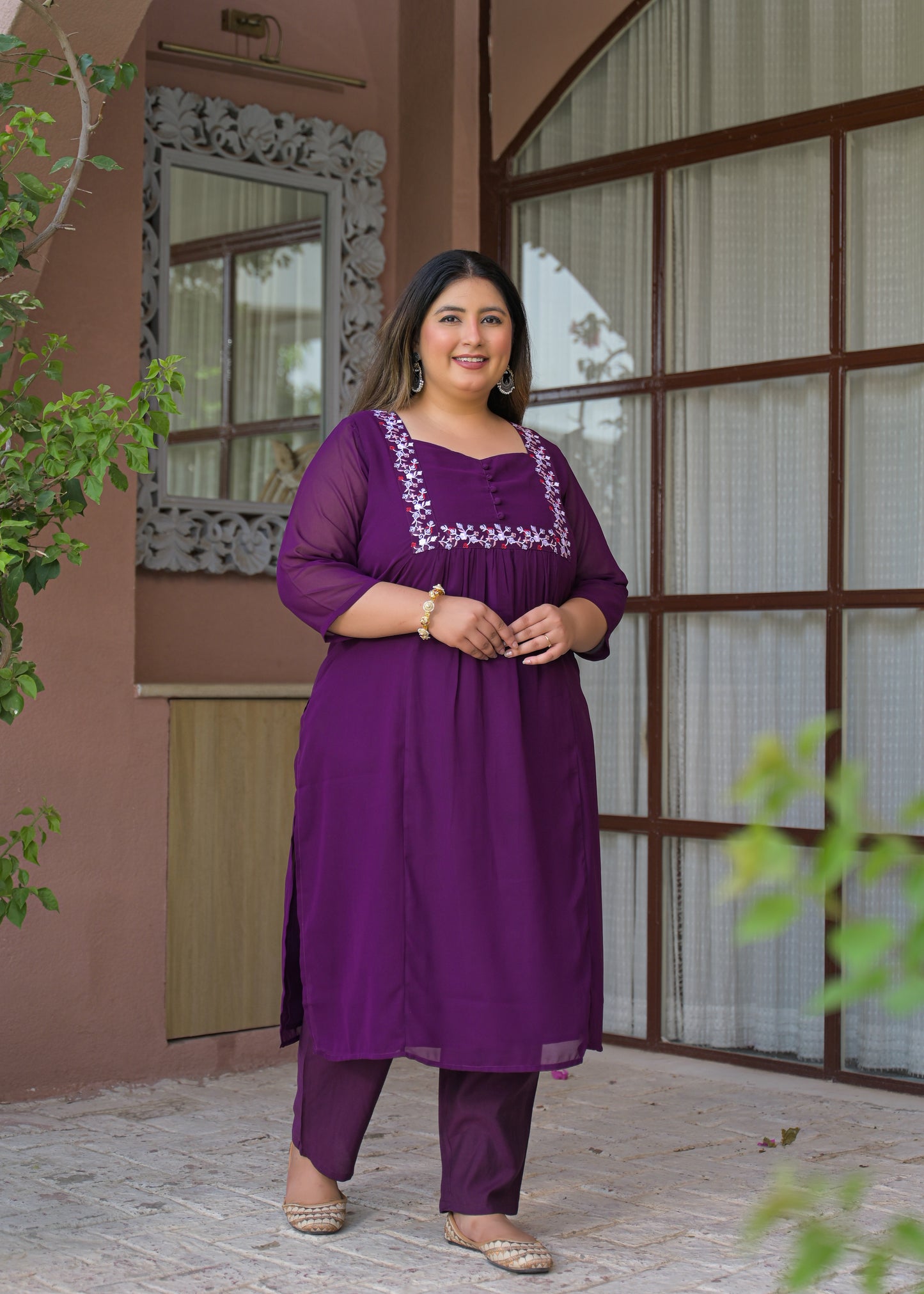 Purple Georgette Kurta Dupatta Set