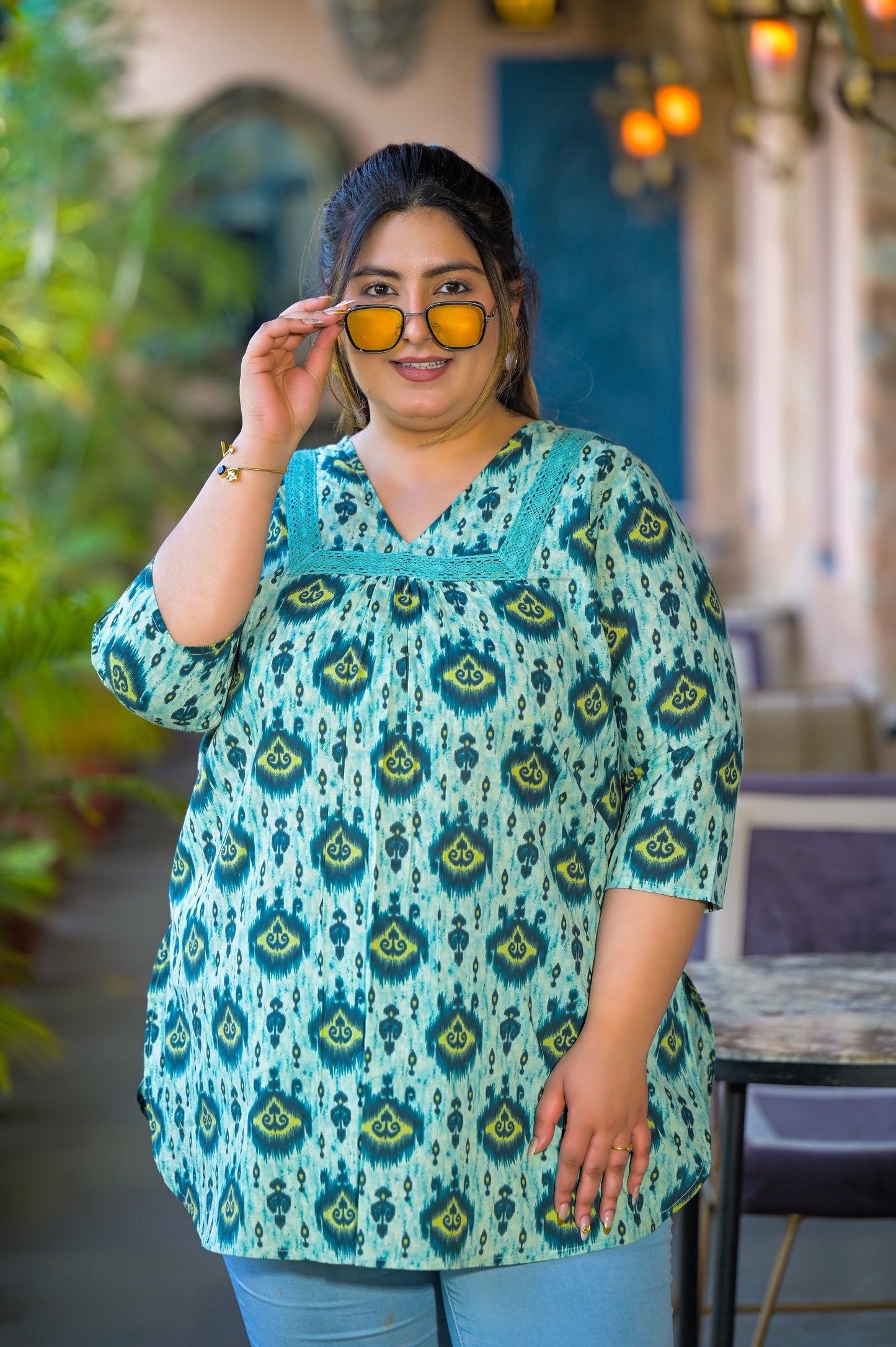 Blue Pure Cotton Printed Top