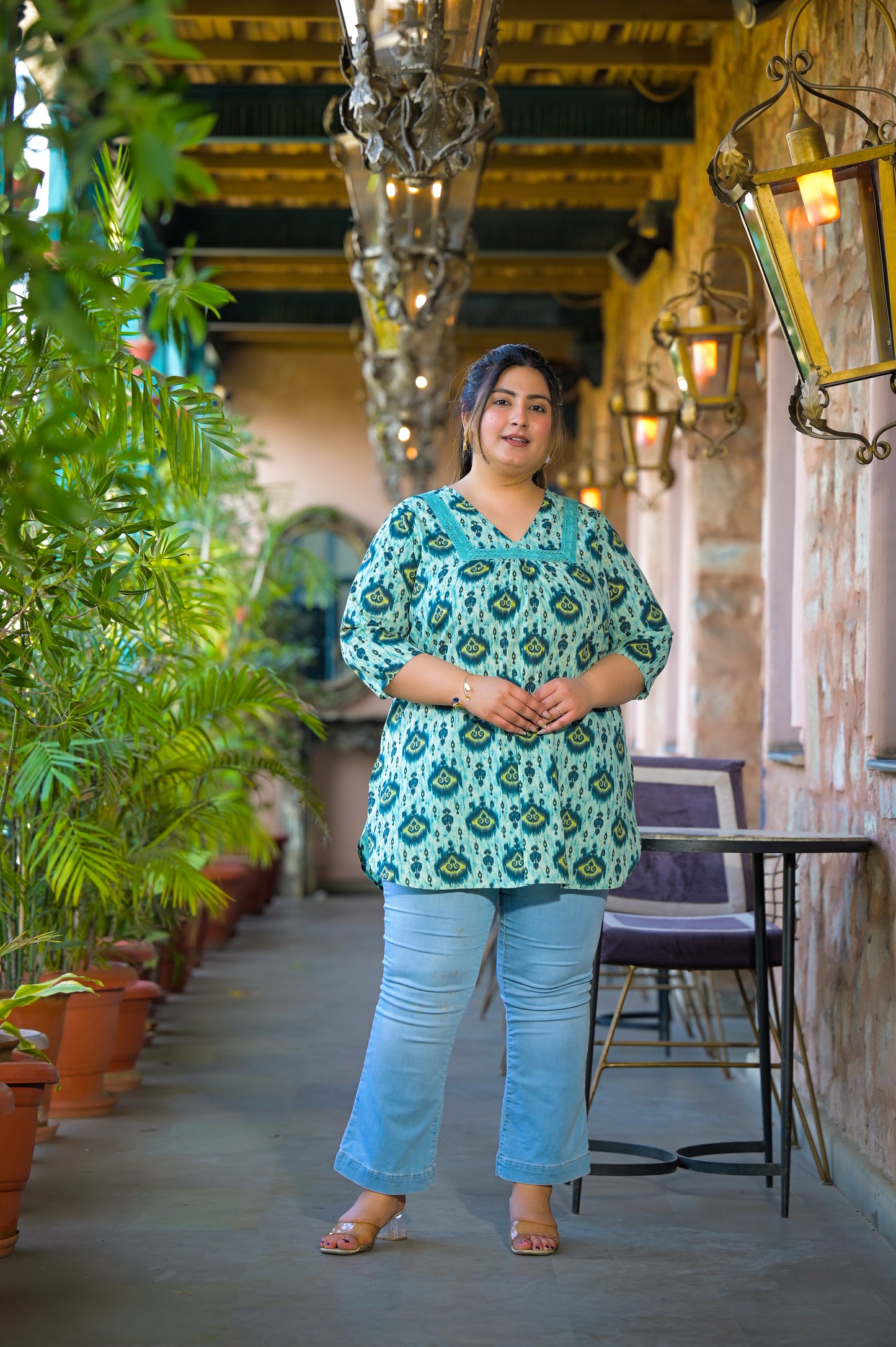 Blue Pure Cotton Printed Top