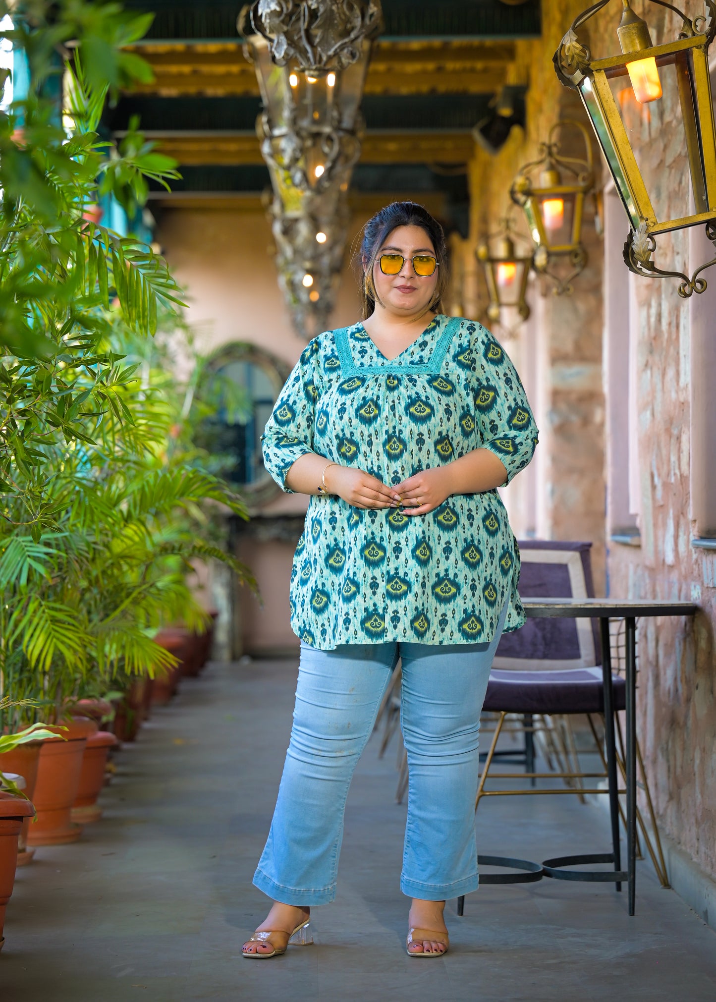 Blue Pure Cotton Printed Top