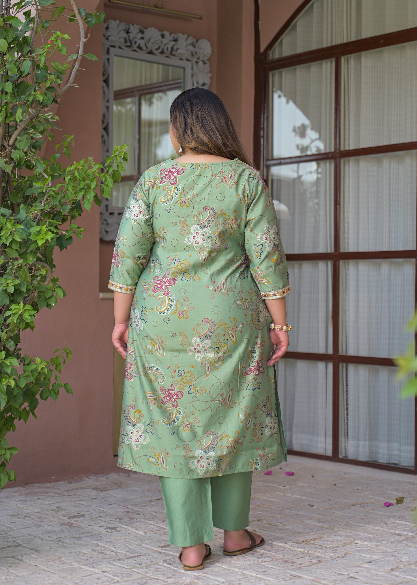 Light Green Embroidered  Kurta Dupatta Set
