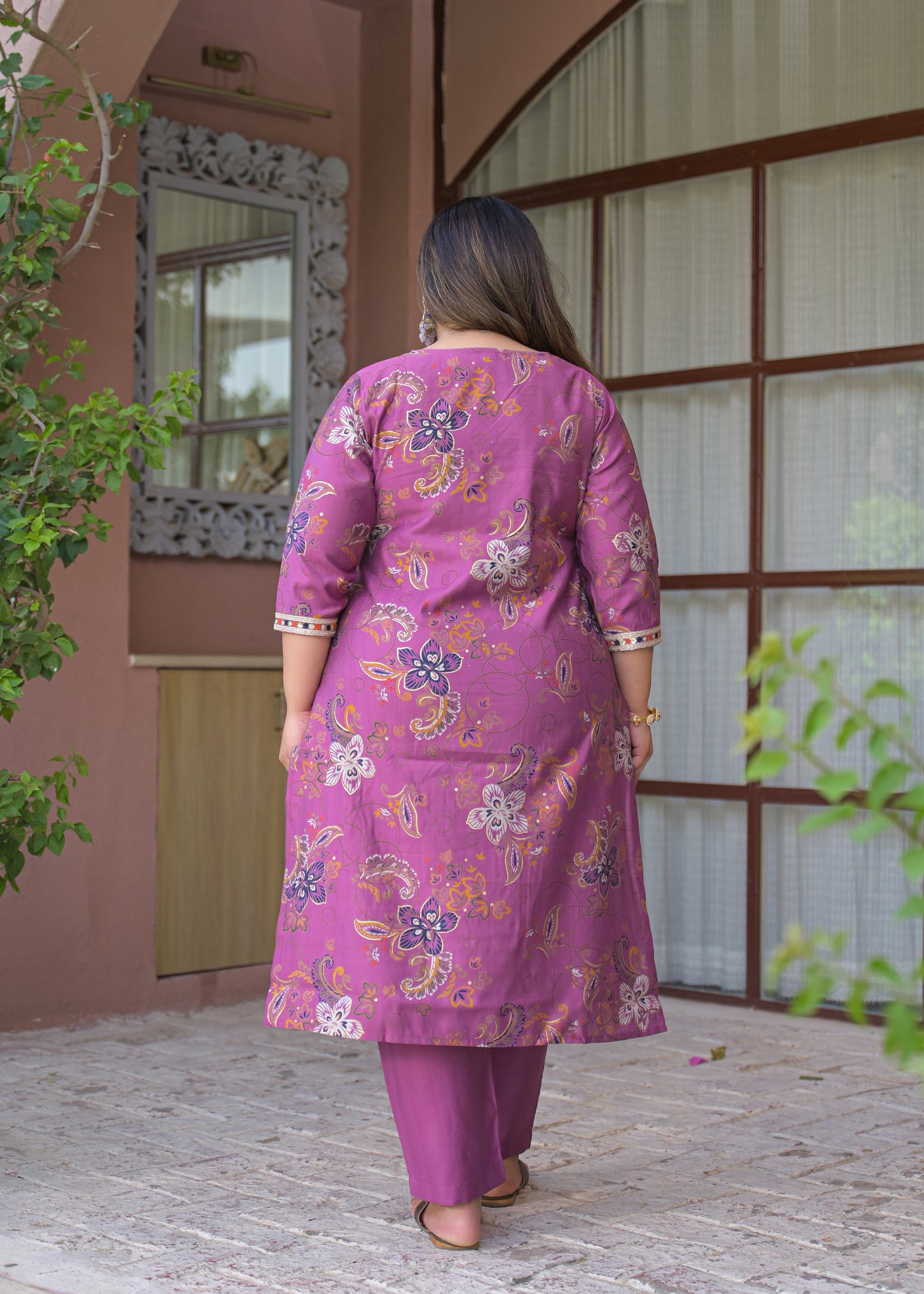 Pink Embroidered  Kurta Dupatta Set