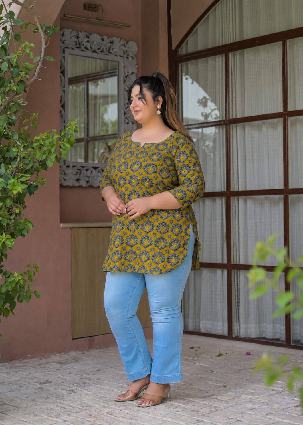 Green Pure Cotton Printed Top