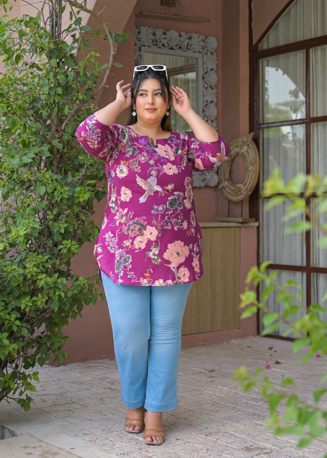 Pink Pure Cotton Printed Top