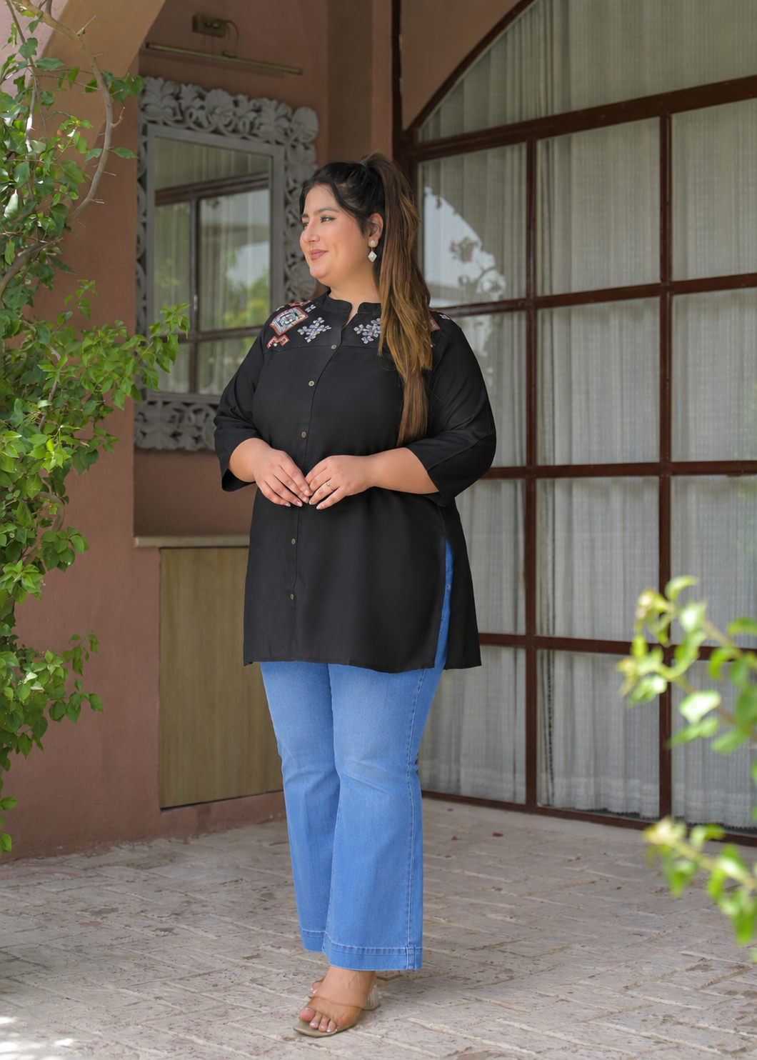 Black Embroidered Top