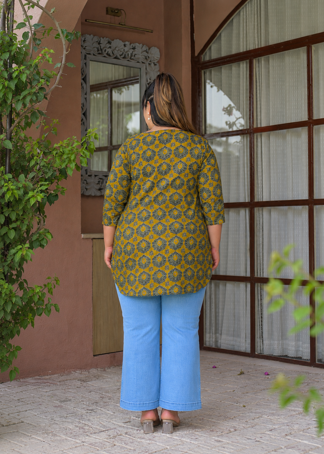 Green Pure Cotton Printed Top