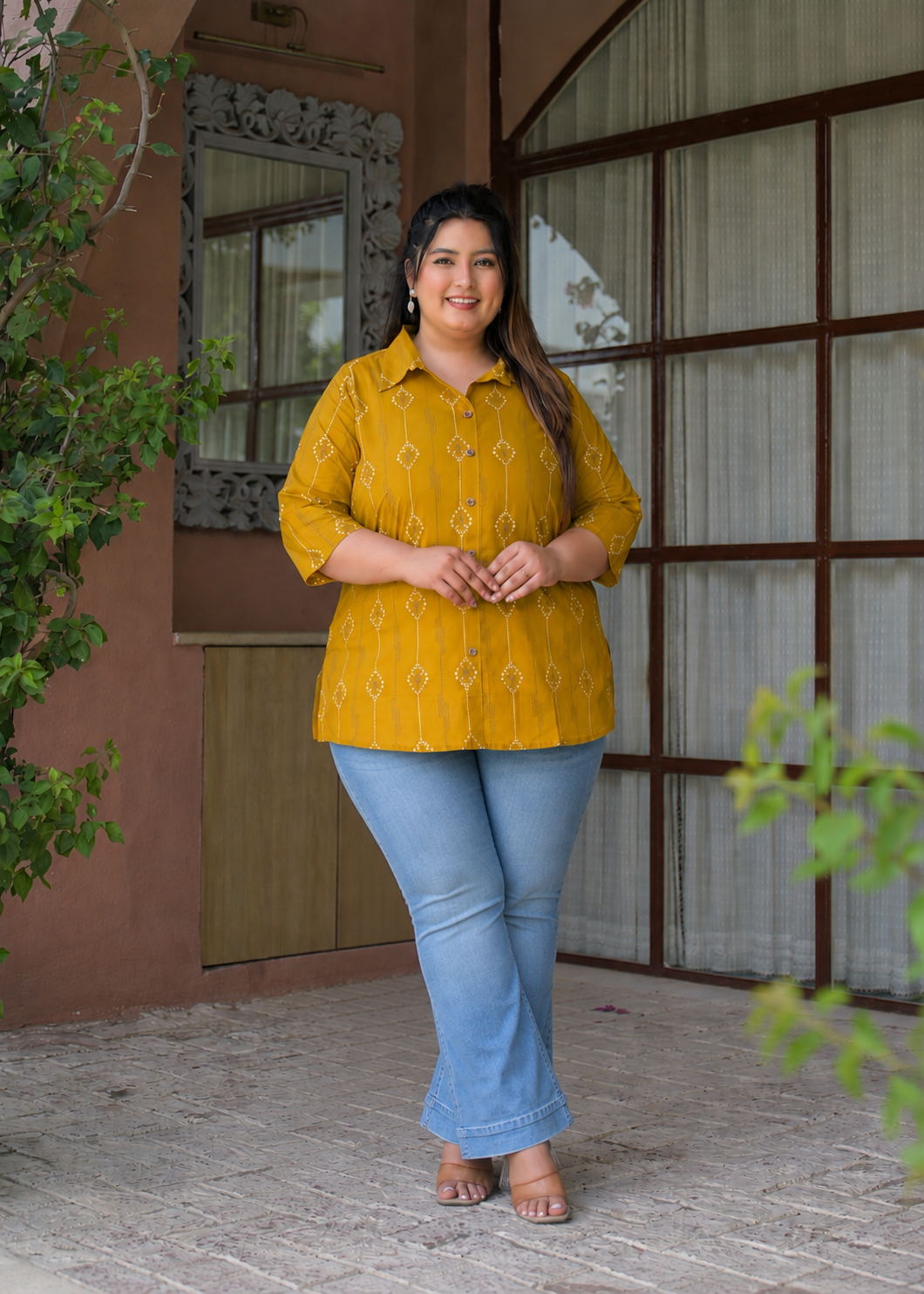 Yellow Collar Neck Cotton Top