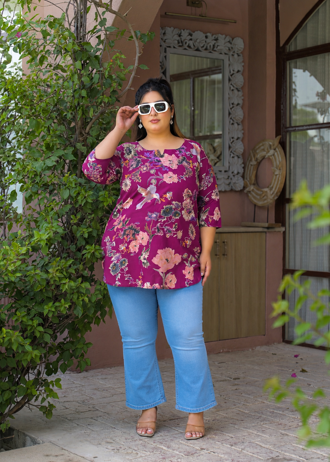 Pink Pure Cotton Printed Top