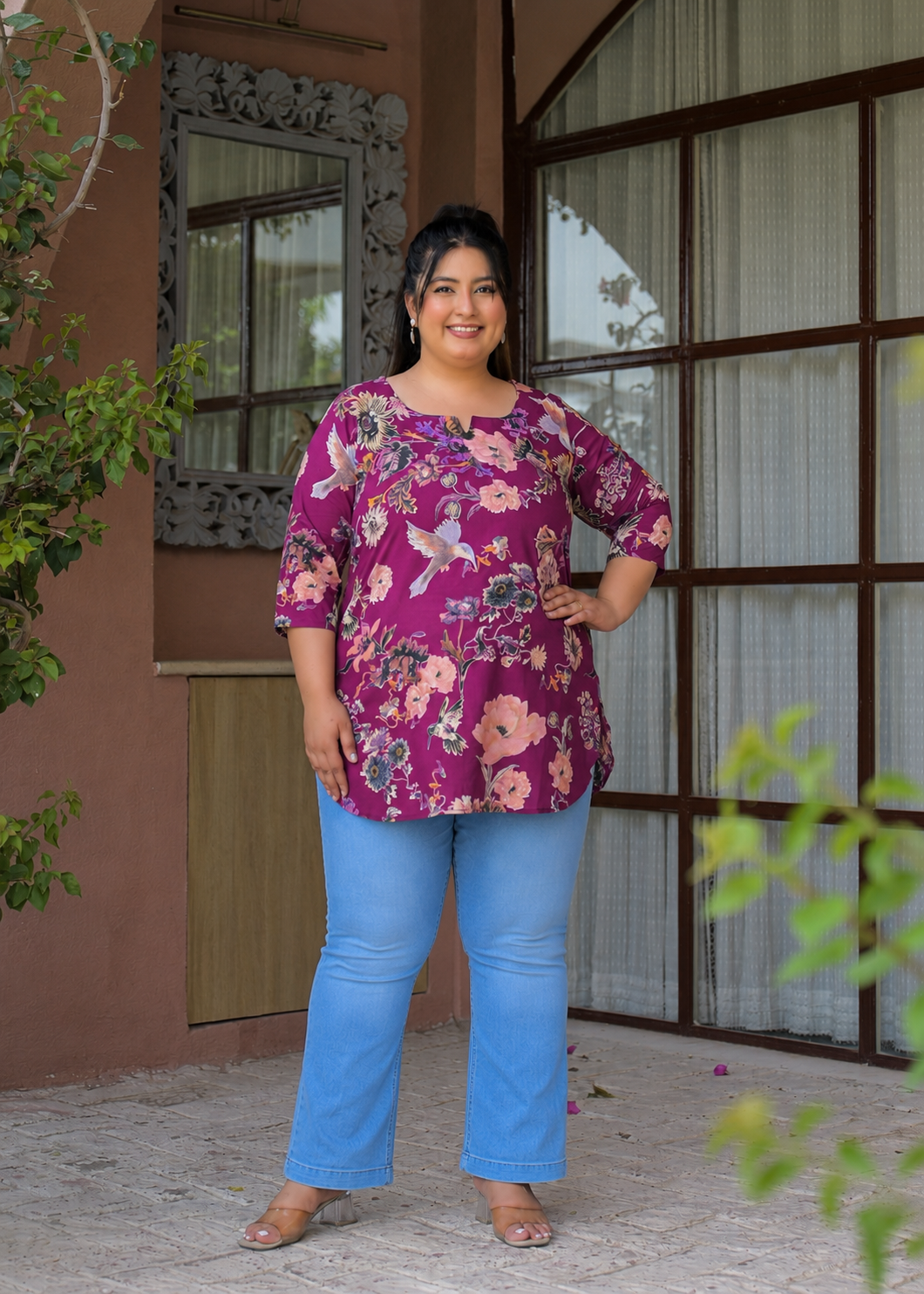 Pink Pure Cotton Printed Top
