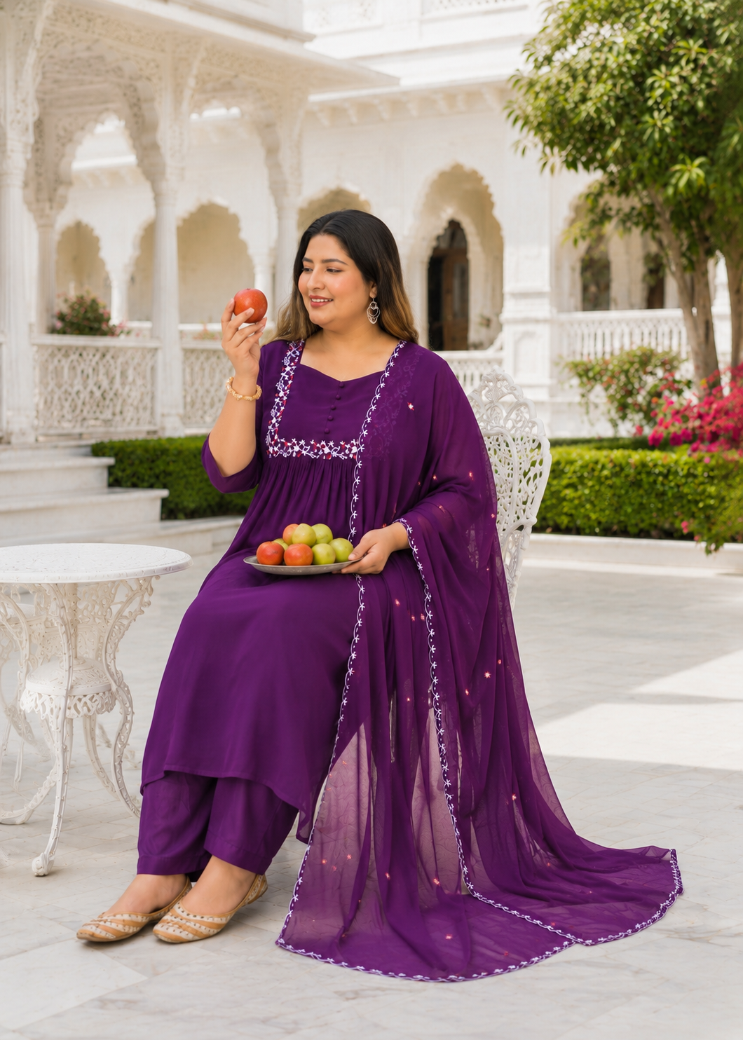 Purple Georgette Kurta Dupatta Set