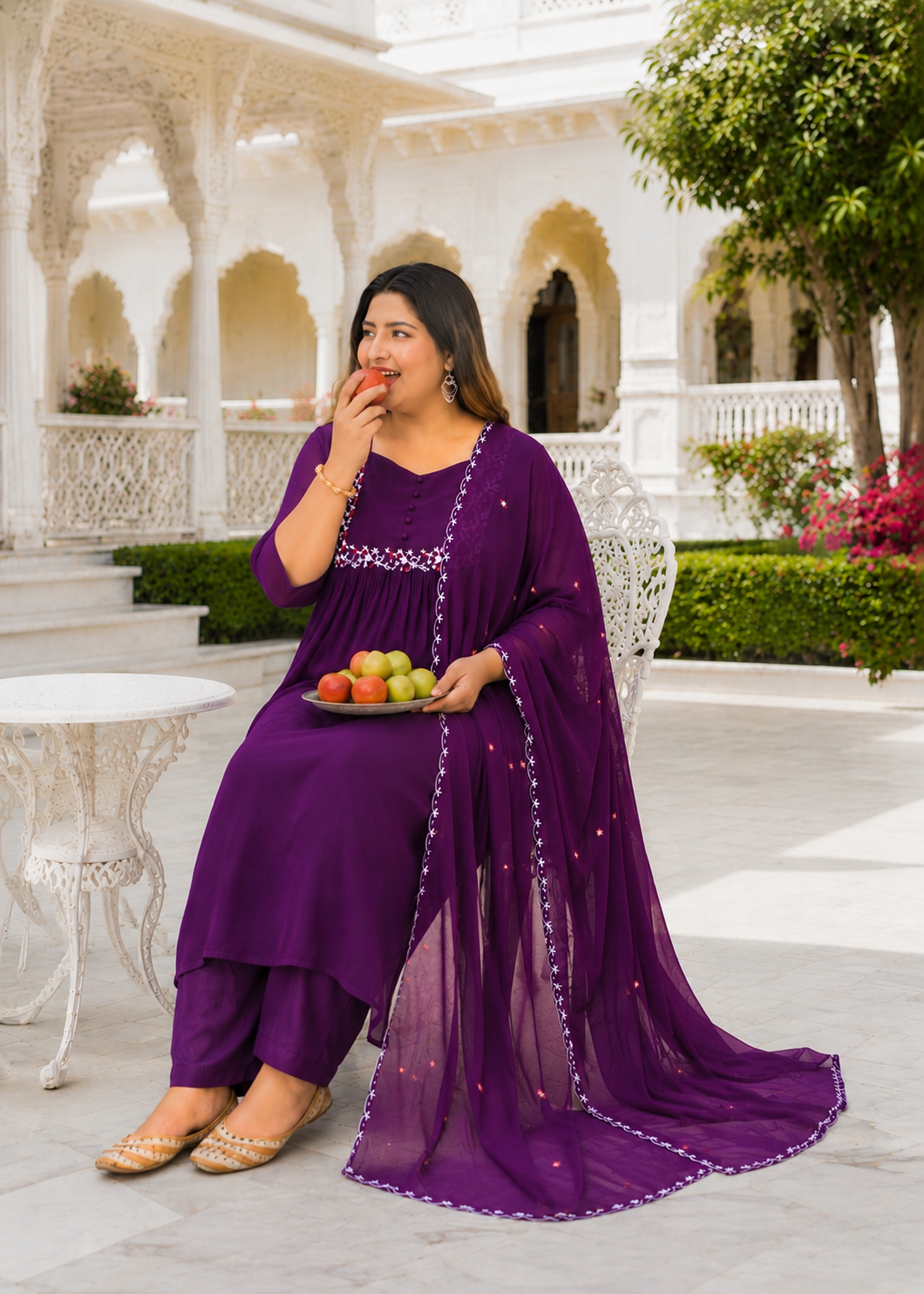 Purple Georgette Kurta Dupatta Set