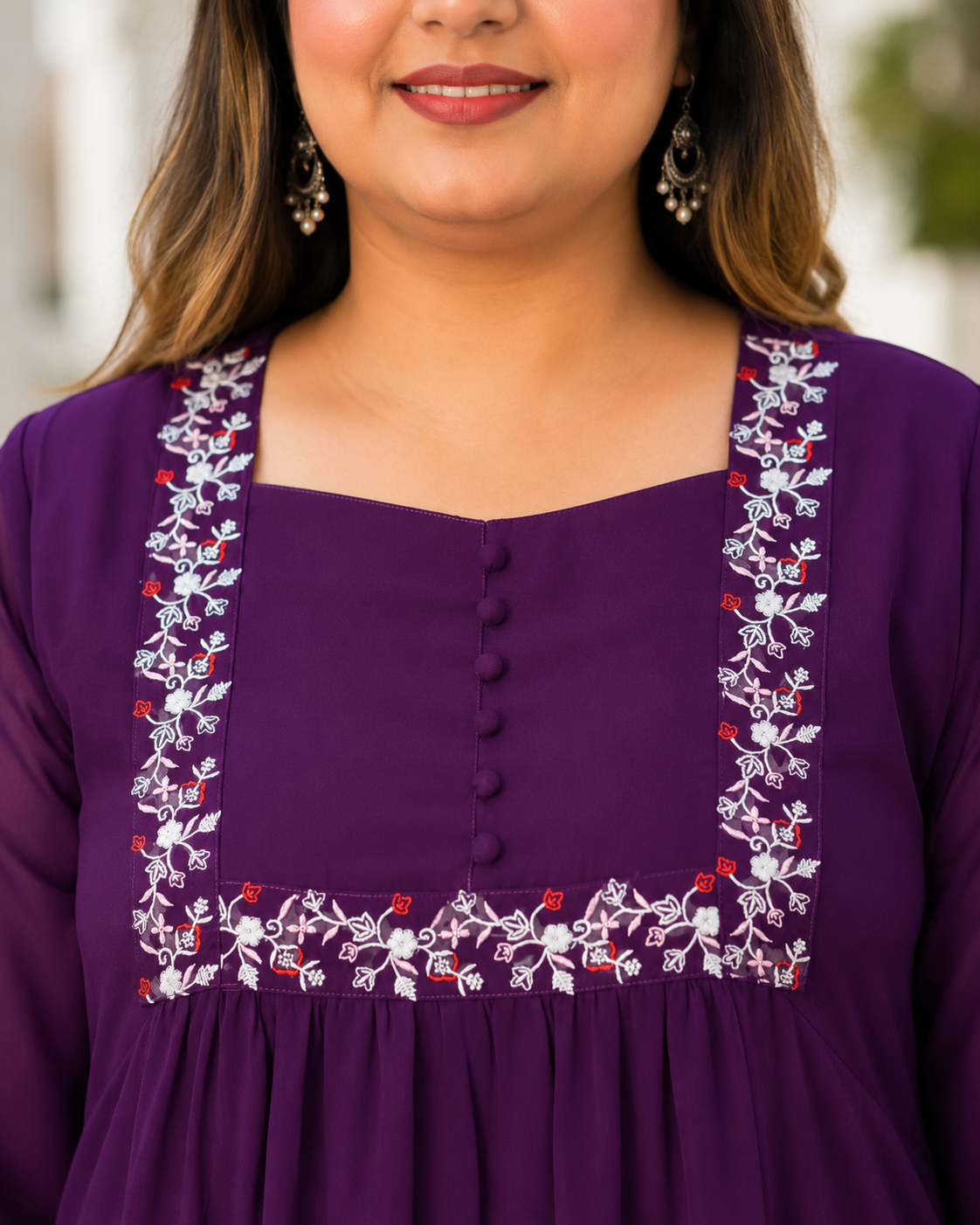 Purple Georgette Kurta Dupatta Set