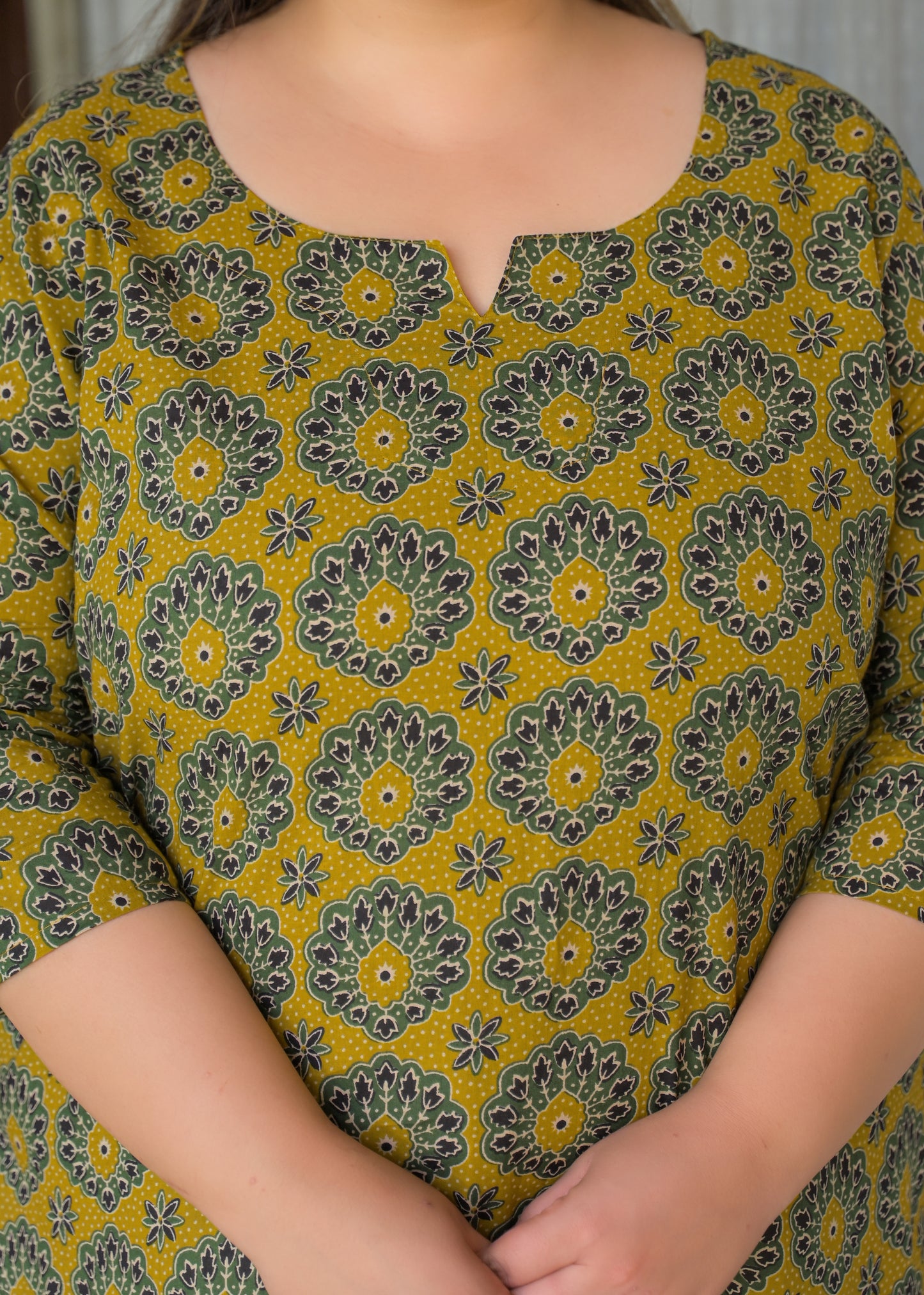 Green Pure Cotton Printed Top