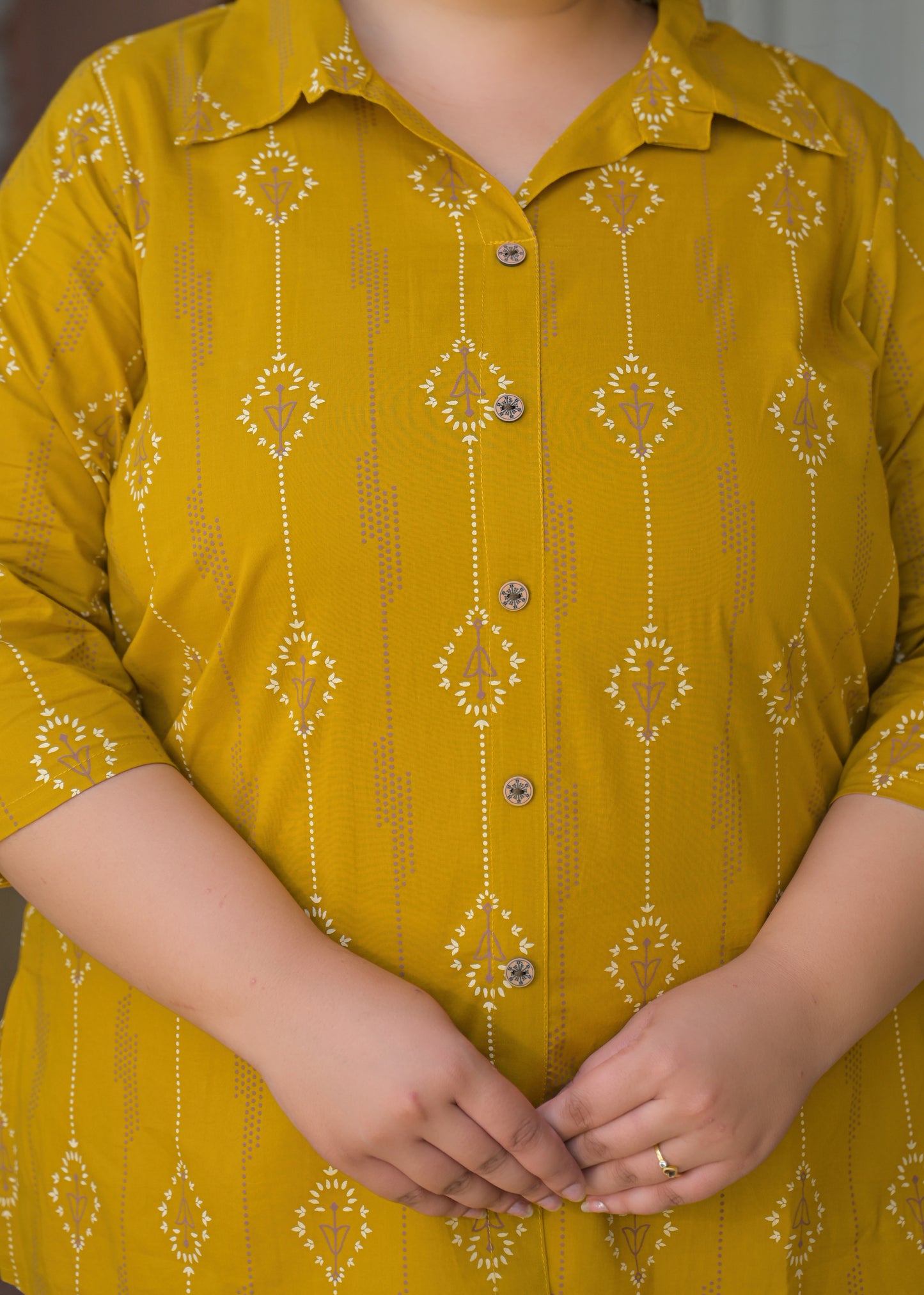 Yellow Collar Neck Cotton Top