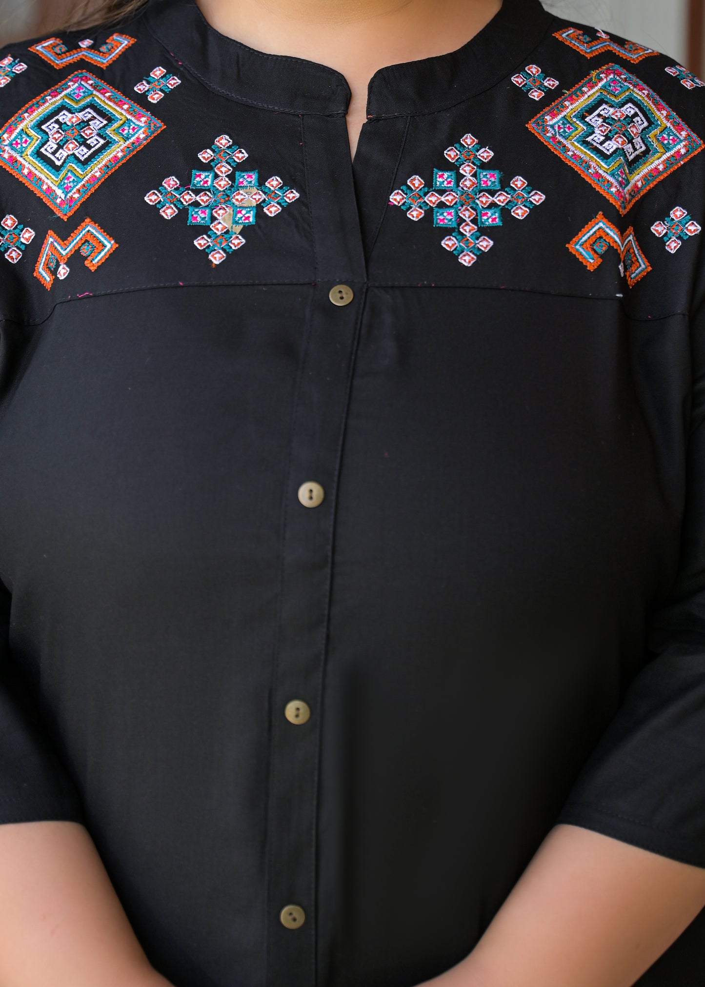 Black Embroidered Top