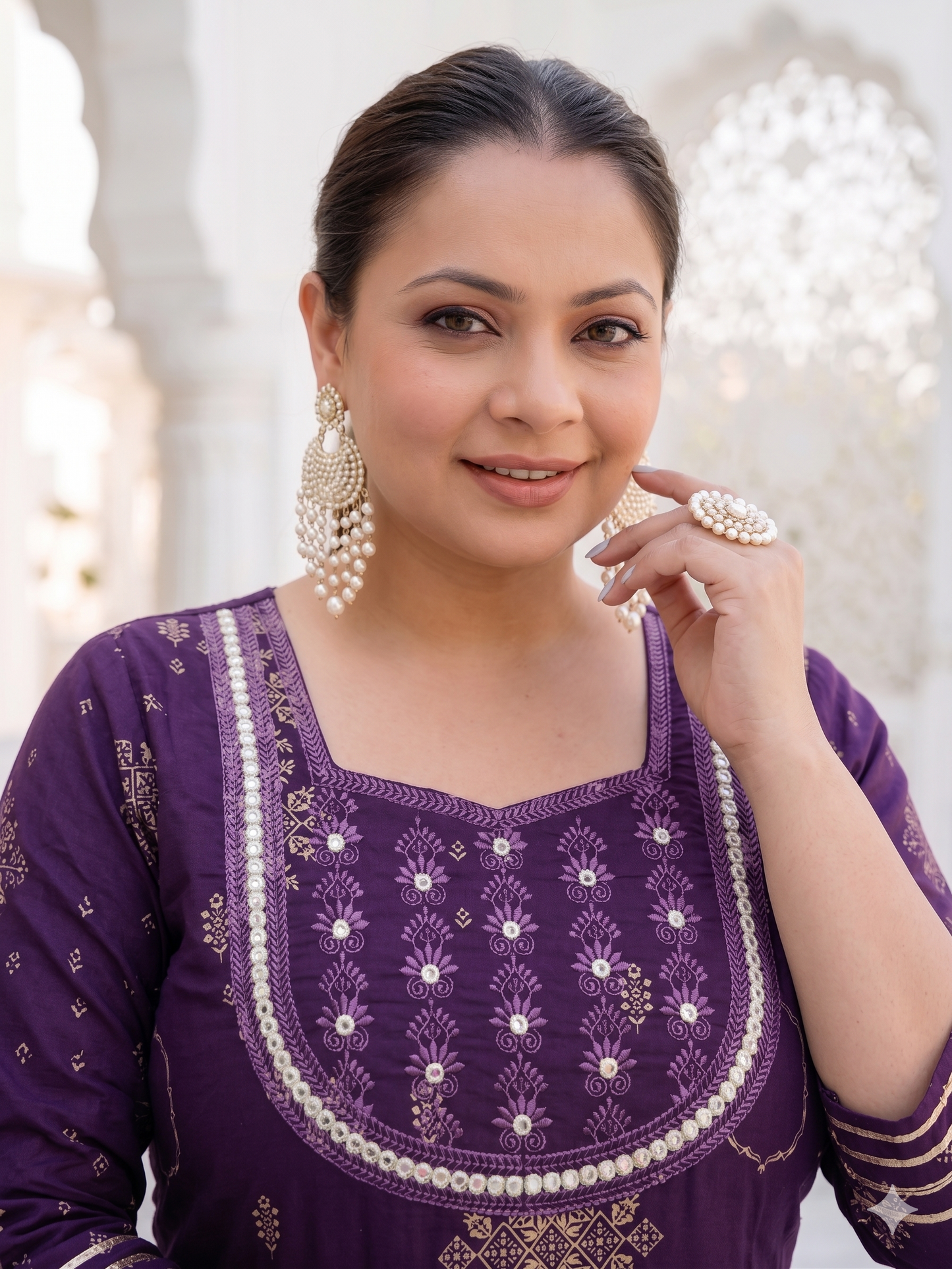Dark Purple Anarkali Kurta & Dupatta Set (Pure Cotton)