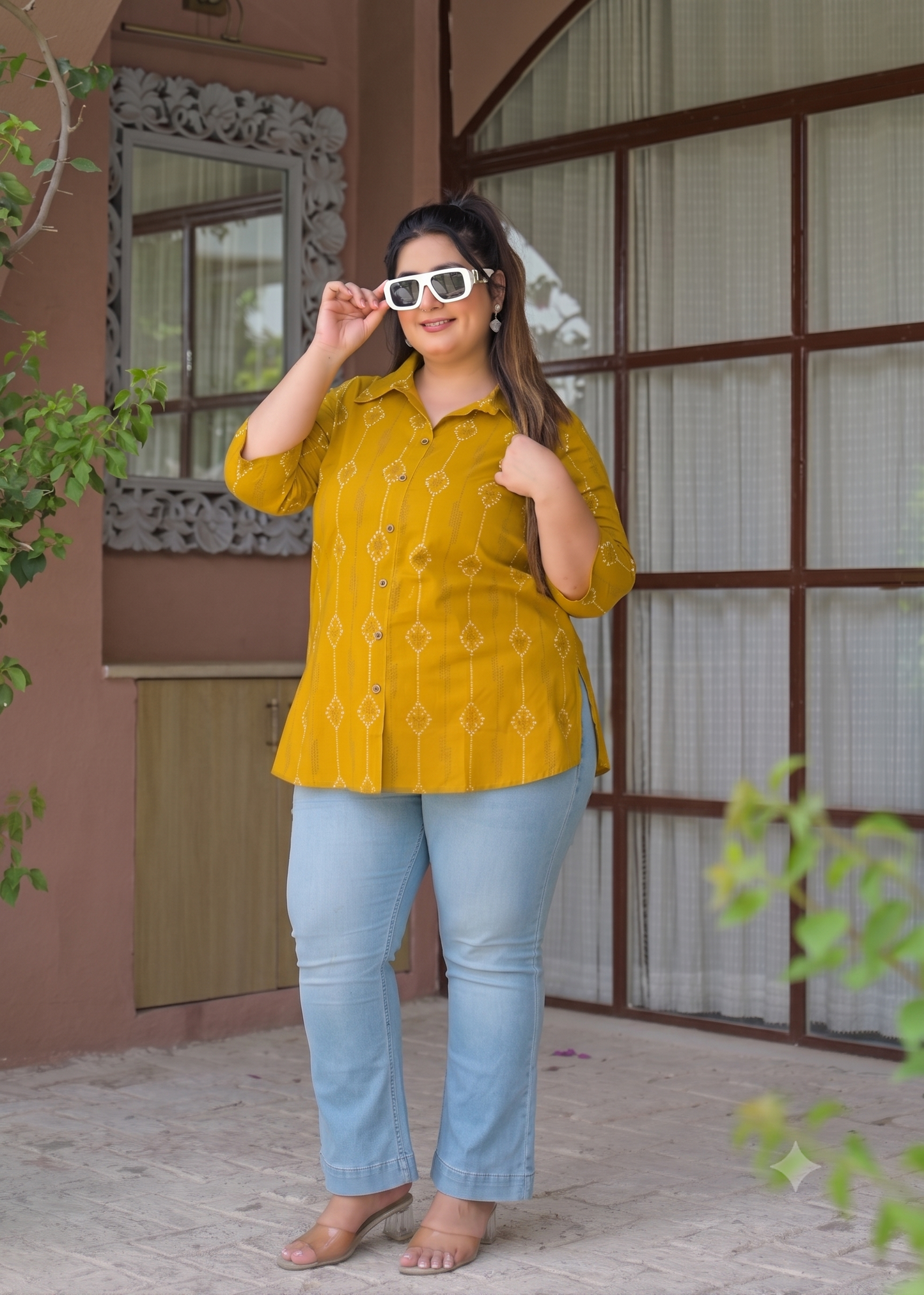 Yellow Collar Neck Cotton Top