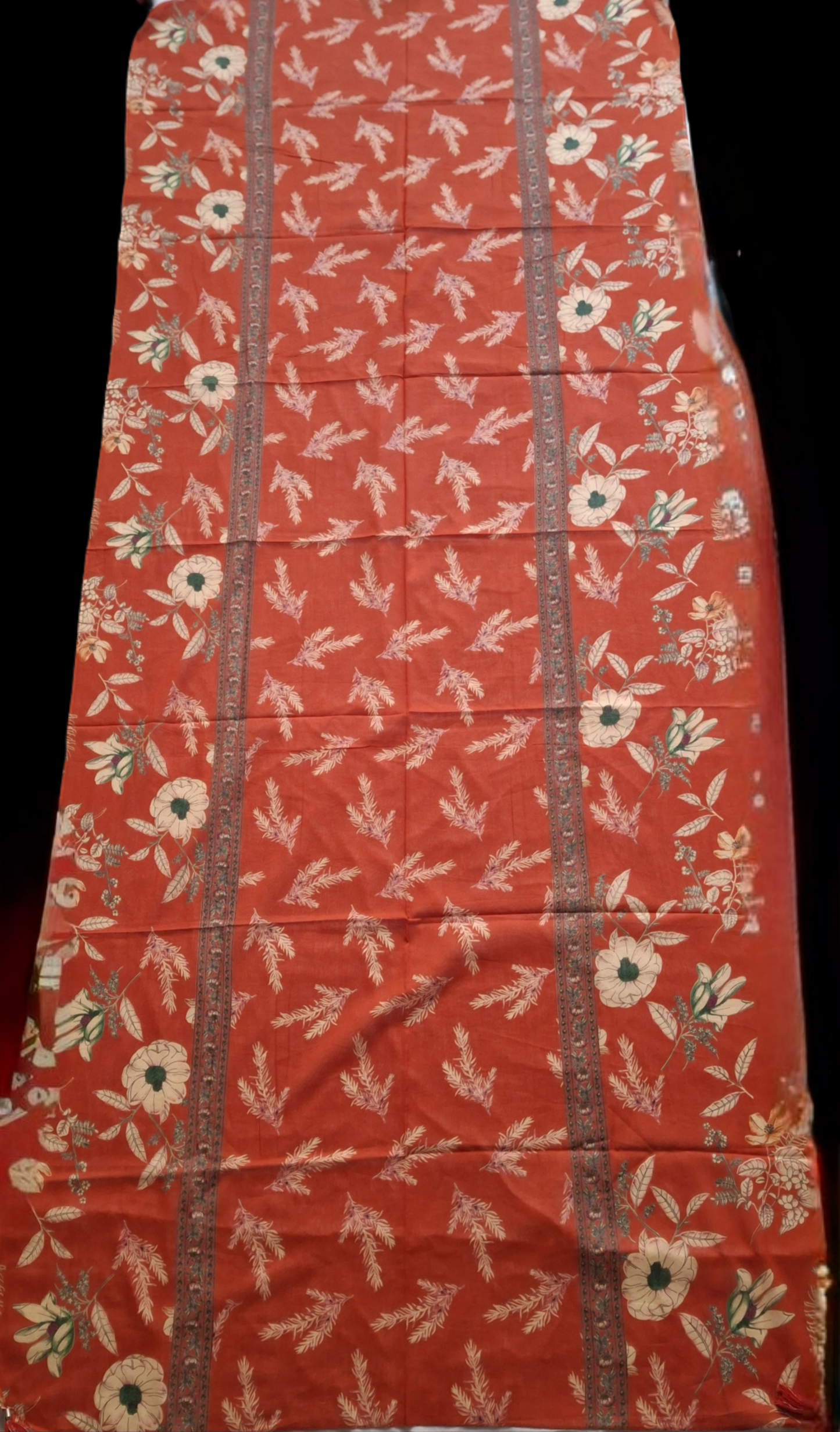 Rust Orange Anarkali Kurta & Dupatta Set (Cotton)