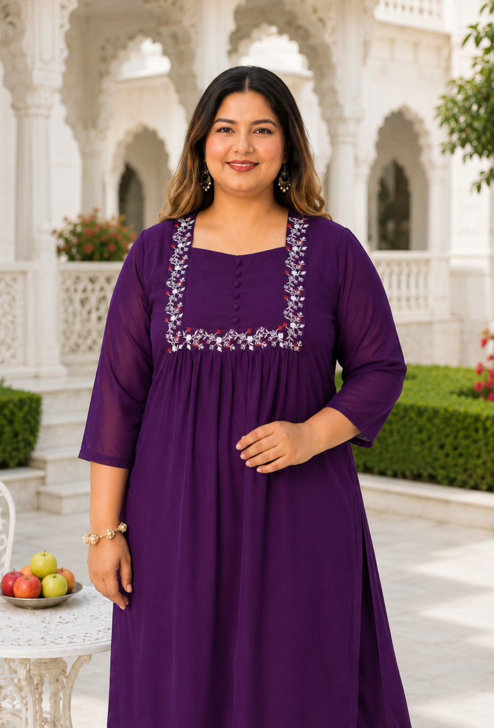 Purple Georgette Kurta Dupatta Set