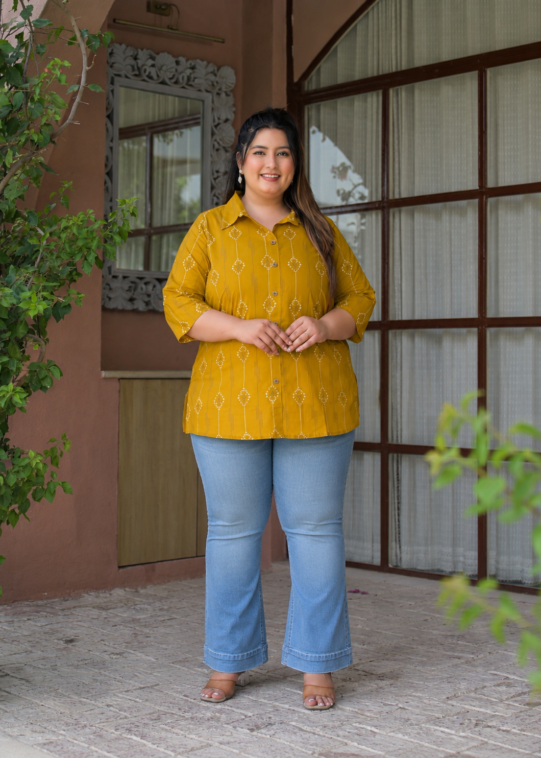 Yellow Collar Neck Cotton Top