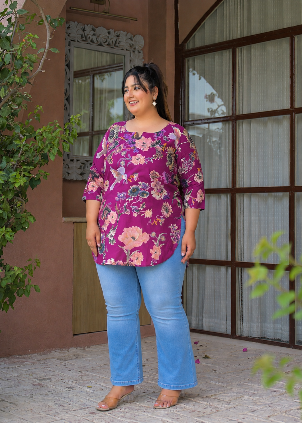 Pink Pure Cotton Printed Top