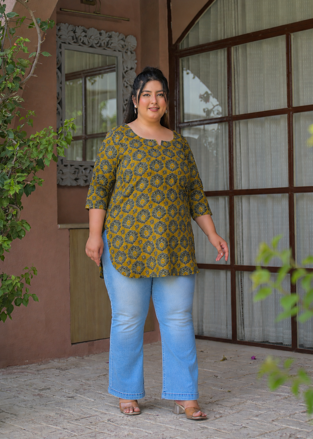 Green Pure Cotton Printed Top