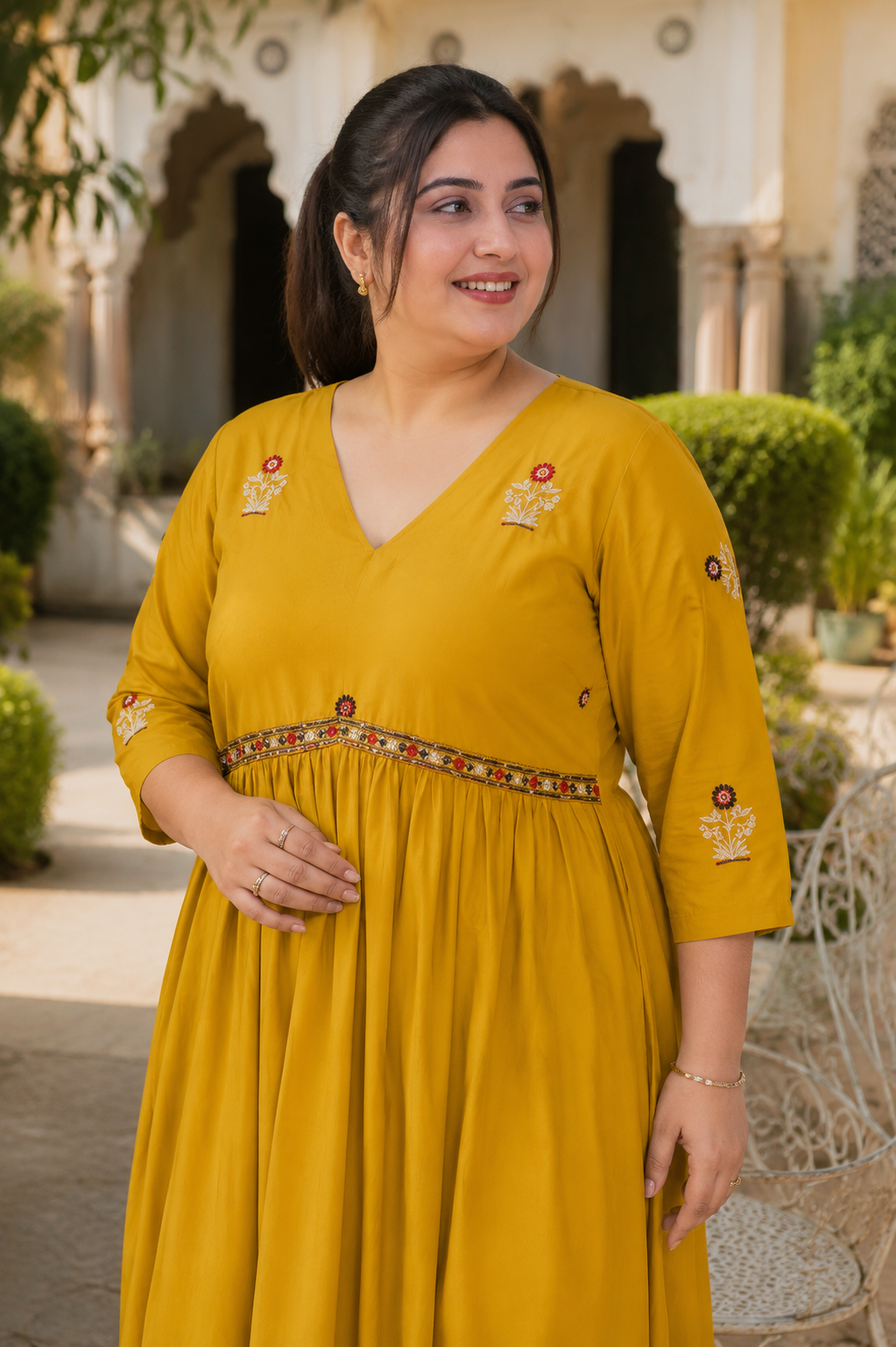 Yellow Georgette Kurta Dupatta Set